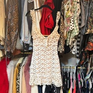 MAJORELLE Cream Floral Lace Blouse